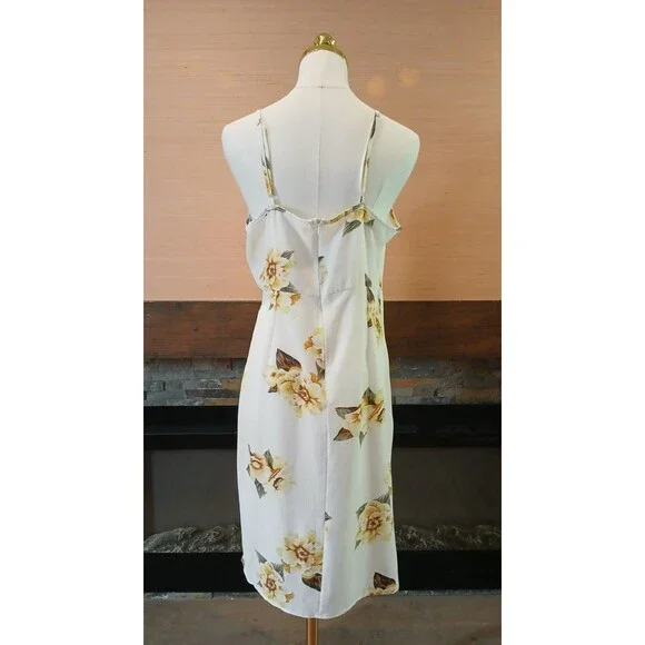 Floral Faux Wrap Spaghetti Strap Dress Women's XL Lightweight Tropical Beachy - Picture 2 of 10